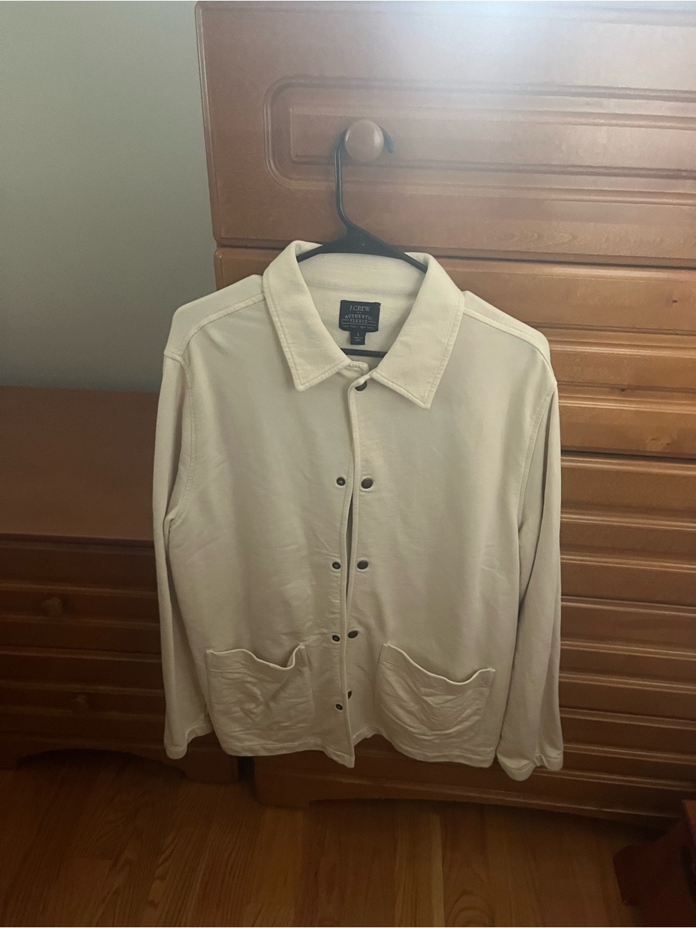 J. Crew Men’s Light Cream Button-Front Shirt Jacket